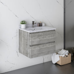 Fresca Formosa 24" Wall Hung Modern Bathroom Cabinet w/ Top & Sink - Luxe Bathroom Vanities