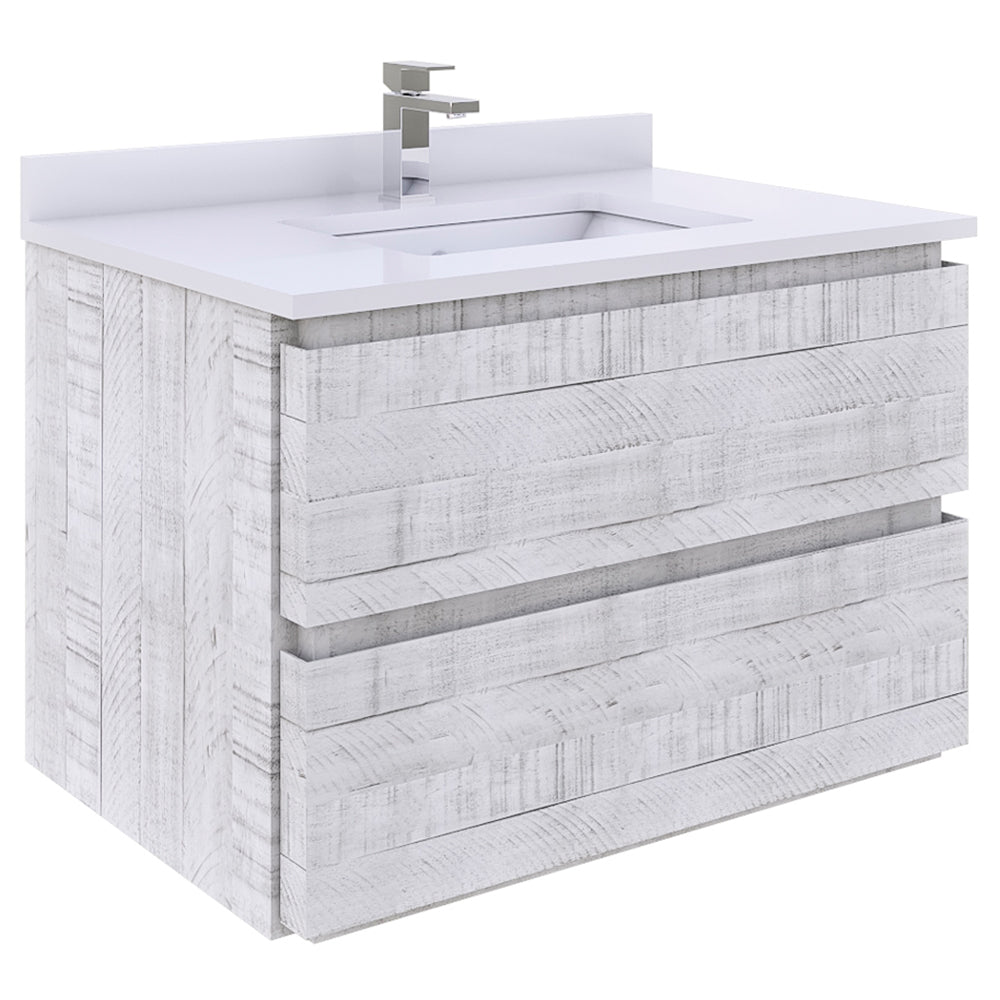 Fresca Formosa 30" Wall Hung Modern Bathroom Cabinet w/ Top & Sink - Luxe Bathroom Vanities