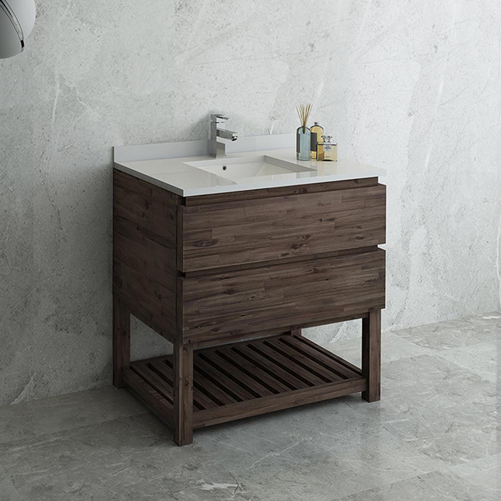 Fresca Formosa 36" Floor Standing Open Bottom Modern Bathroom Cabinet w/ Top & Sink - Luxe Bathroom Vanities