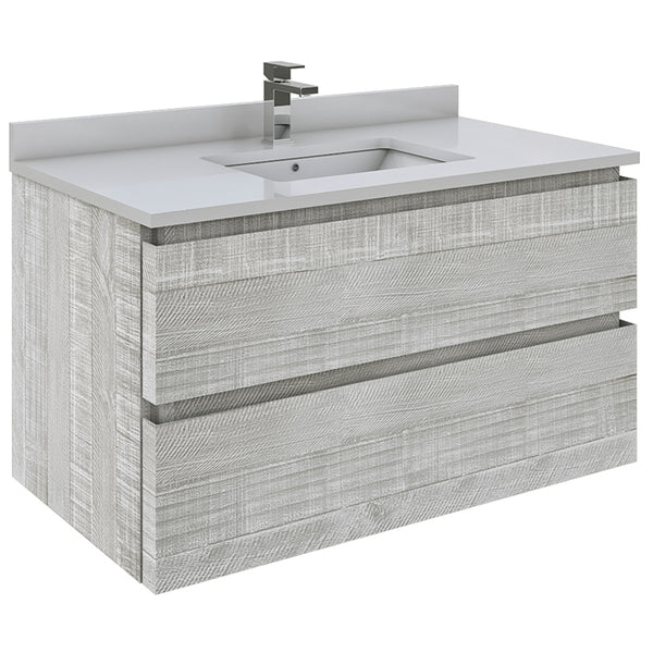 Fresca Formosa 36" Wall Hung Modern Bathroom Cabinet w/ Top & Sink - Luxe Bathroom Vanities