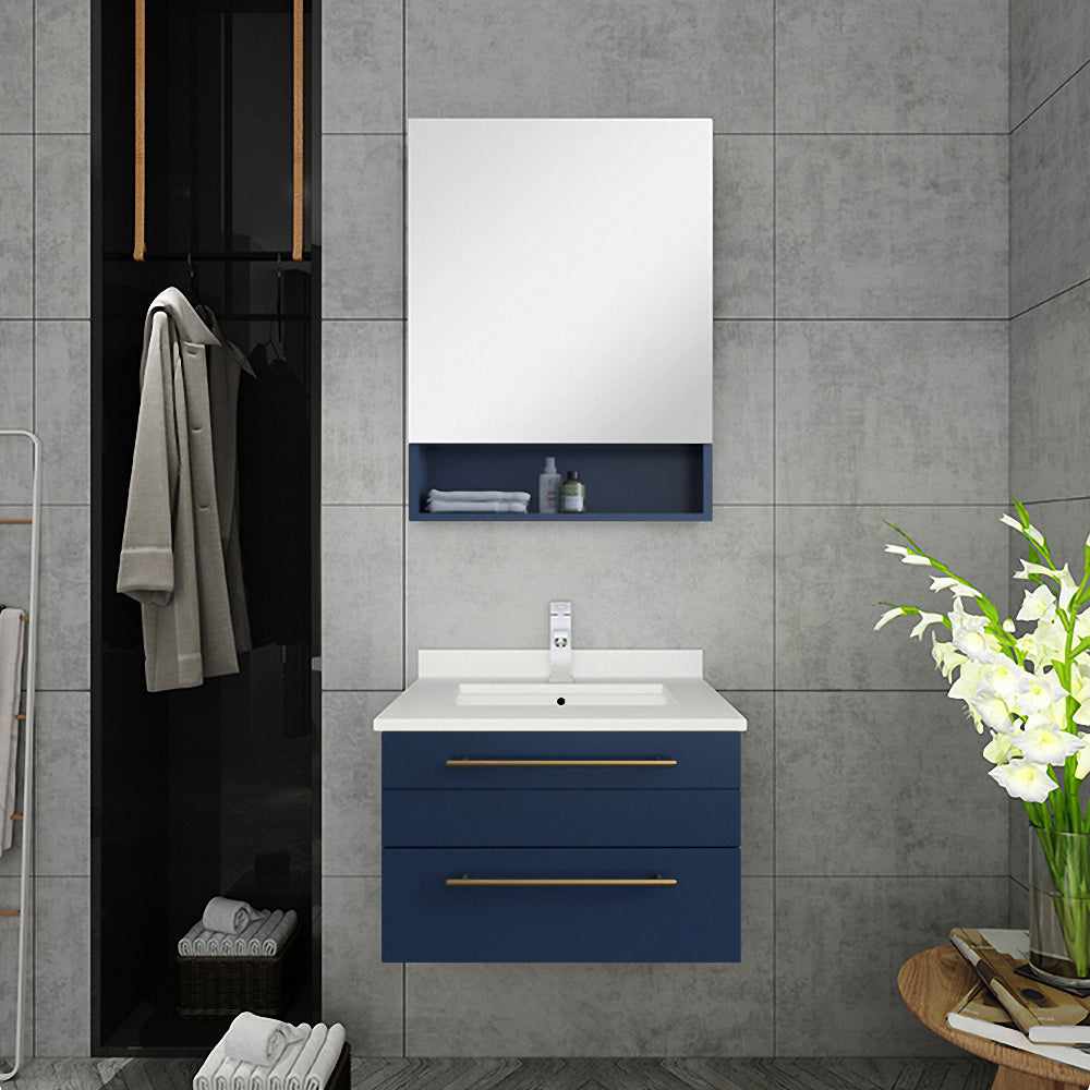 Fresca Lucera 24" Wall Hung Undermount Sink Modern Bathroom Cabinet - Luxe Bathroom Vanities