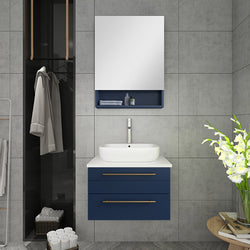 Fresca Lucera 24" Wall Hung Vessel Sink Modern Bathroom Cabinet - Luxe Bathroom Vanities