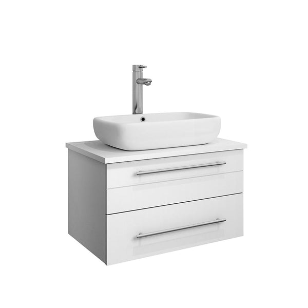 Fresca Lucera 24" Wall Hung Modern Bathroom Cabinet w/ Top & Vessel Sink - Luxe Bathroom Vanities
