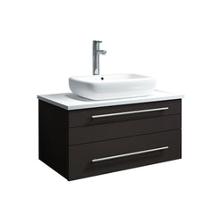 Fresca Lucera 30" Wall Hung Modern Bathroom Cabinet w/ Top & Vessel Sink - Luxe Bathroom Vanities