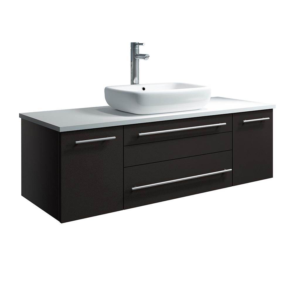 Fresca Lucera 48" Wall Hung Modern Bathroom Cabinet w/ Top & Vessel Sink - Luxe Bathroom Vanities