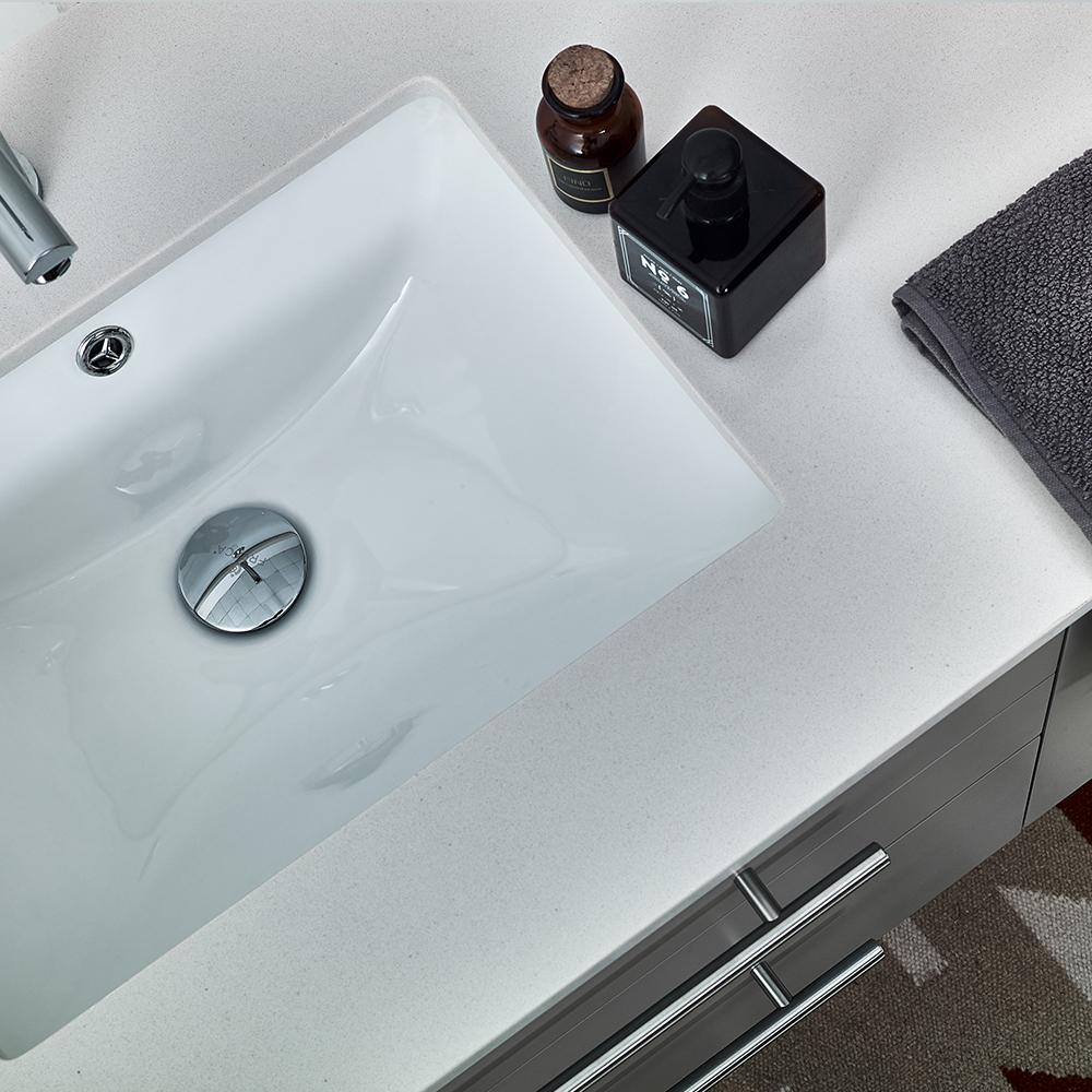 Fresca Lucera 48" Wall Hung Modern Bathroom Cabinet w/ Top & Undermount Sink - Luxe Bathroom Vanities