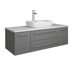 Fresca Lucera 48" Wall Hung Modern Bathroom Cabinet w/ Top & Vessel Sink - Luxe Bathroom Vanities