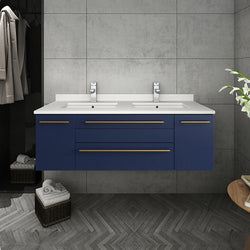 Fresca Lucera 48" Wall Hung Double Undermount Sink Modern Bathroom Cabinet - Luxe Bathroom Vanities