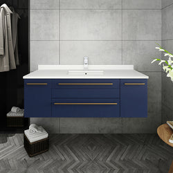 Fresca Lucera 48" Wall Hung Undermount Sink Modern Bathroom Cabinet - Luxe Bathroom Vanities