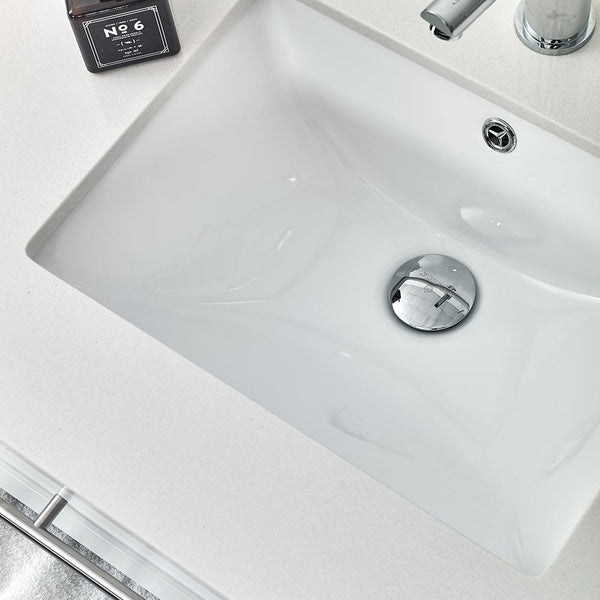 Fresca Lucera 48" Wall Hung Modern Bathroom Cabinet w/ Top & Double Undermount Sinks - Luxe Bathroom Vanities