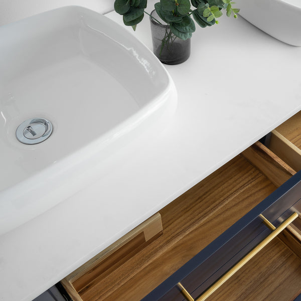 Fresca Lucera 60" Wall Hung Double Vessel Sink Modern Bathroom Cabinet - Luxe Bathroom Vanities