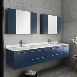 Fresca Lucera 72" Wall Hung Modern Bathroom Cabinet w/ Top & Double Undermount Sinks - Luxe Bathroom Vanities