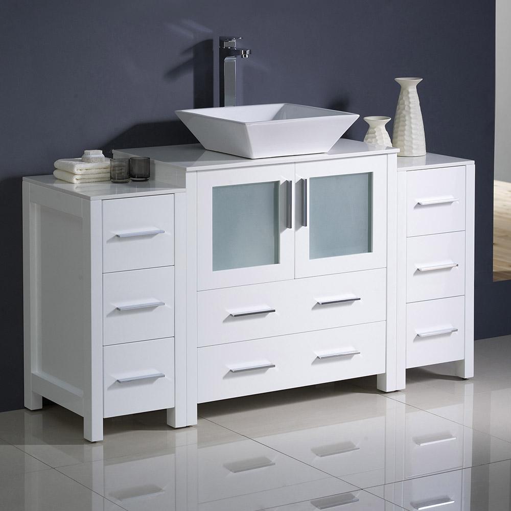 Fresca Torino 54" Modern Bathroom Cabinets w/ Top & Vessel Sink - Luxe Bathroom Vanities