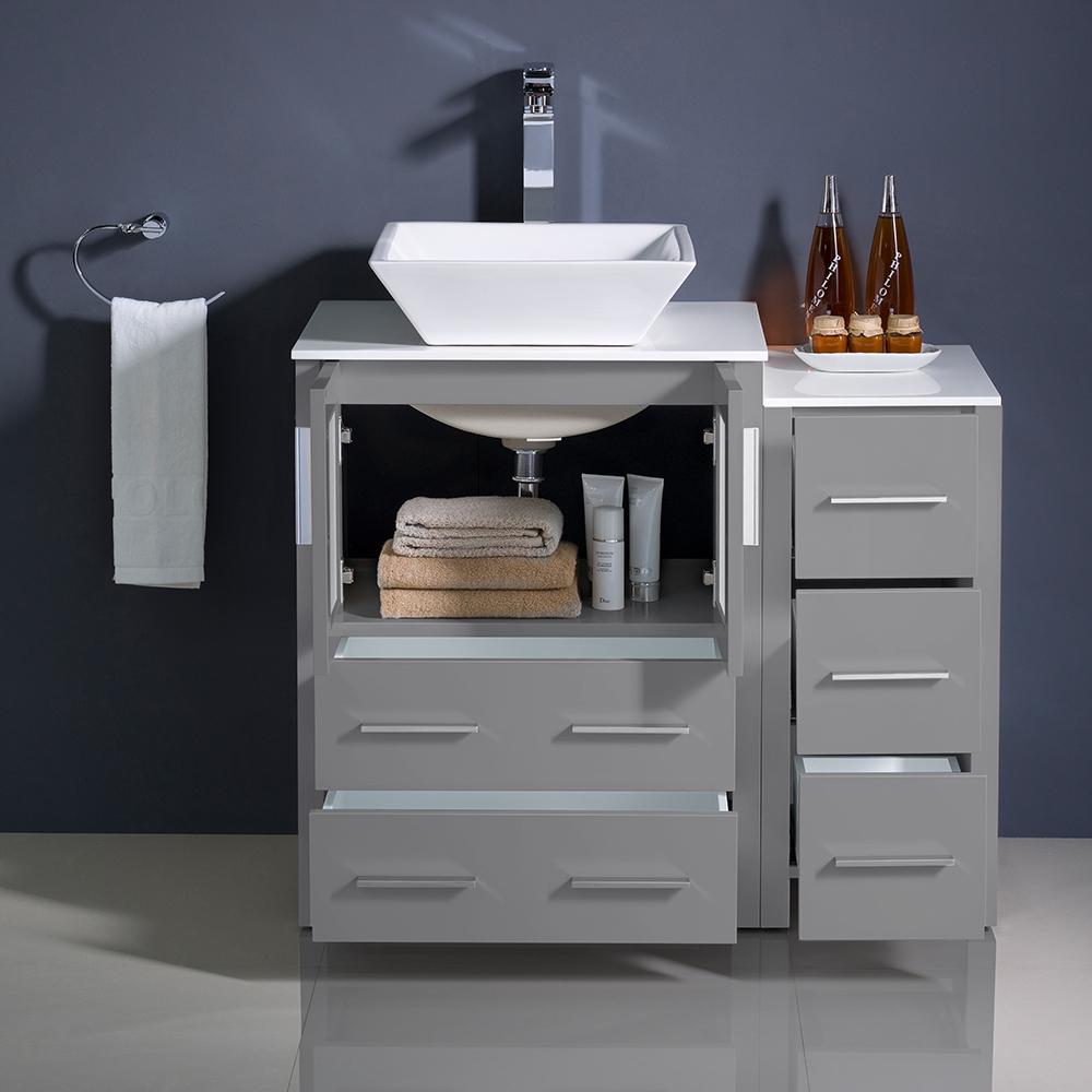 Modern Bathroom Storage Cabinet with Top Sink, 36 Bathroom Vanity