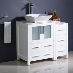 Fresca Torino 36" Modern Bathroom Cabinets w/ Top & Vessel Sink - Luxe Bathroom Vanities