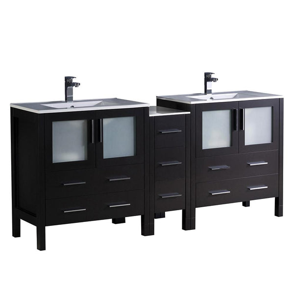 Fresca Torino 72" Modern Double Sink Bathroom Cabinets w/ Integrated Sinks - Luxe Bathroom Vanities