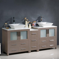 Fresca Torino 72" Modern Double Sink Bathroom Cabinets w/ Tops & Vessel Sinks - Luxe Bathroom Vanities