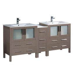 Fresca Torino 72" Modern Double Sink Bathroom Cabinets w/ Integrated Sinks - Luxe Bathroom Vanities