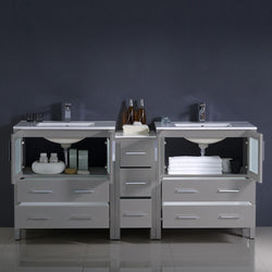 Fresca Torino 72" Modern Double Sink Bathroom Cabinets w/ Integrated Sinks - Luxe Bathroom Vanities