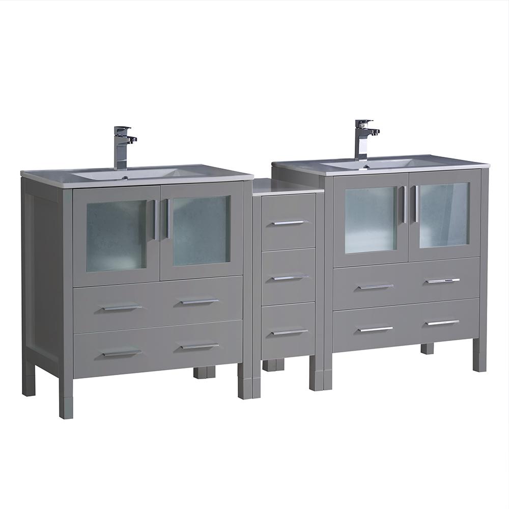 Fresca Torino 72" Modern Double Sink Bathroom Cabinets w/ Integrated Sinks - Luxe Bathroom Vanities