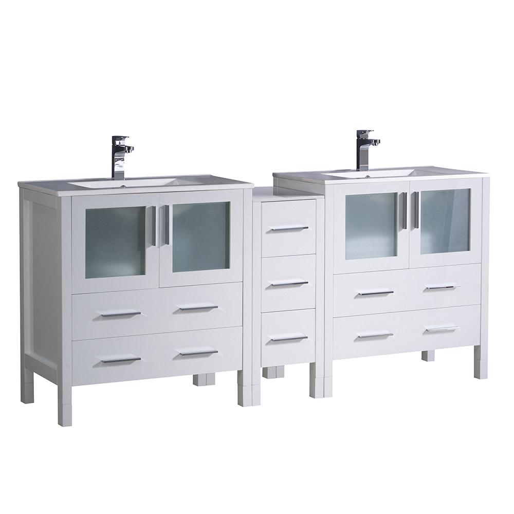 Fresca Torino 72" Modern Double Sink Bathroom Cabinets w/ Integrated Sinks - Luxe Bathroom Vanities