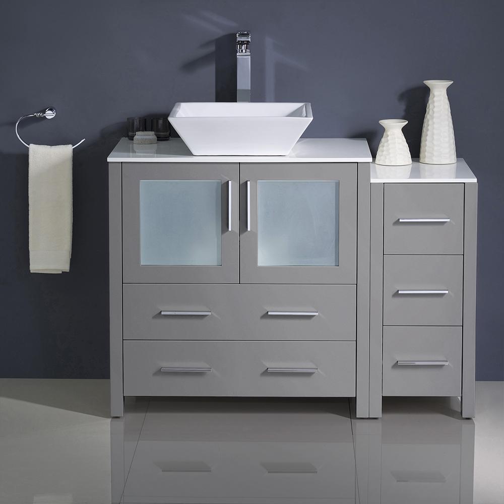 Fresca Torino 42" Modern Bathroom Cabinets w/ Top & Vessel Sink - Luxe Bathroom Vanities