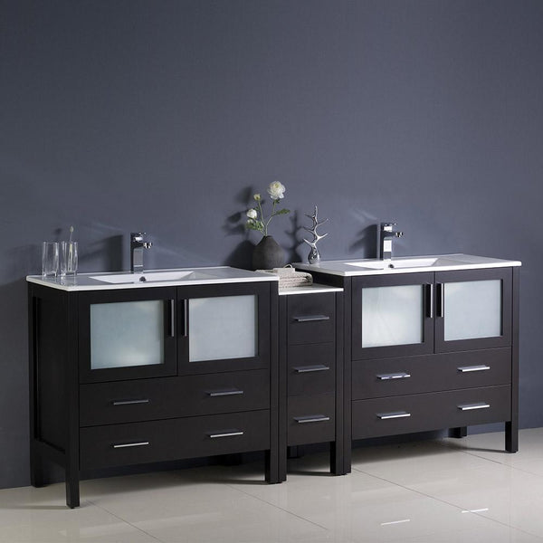 Fresca Torino 84" Modern Double Sink Bathroom Cabinets w/ Integrated Sinks - Luxe Bathroom Vanities