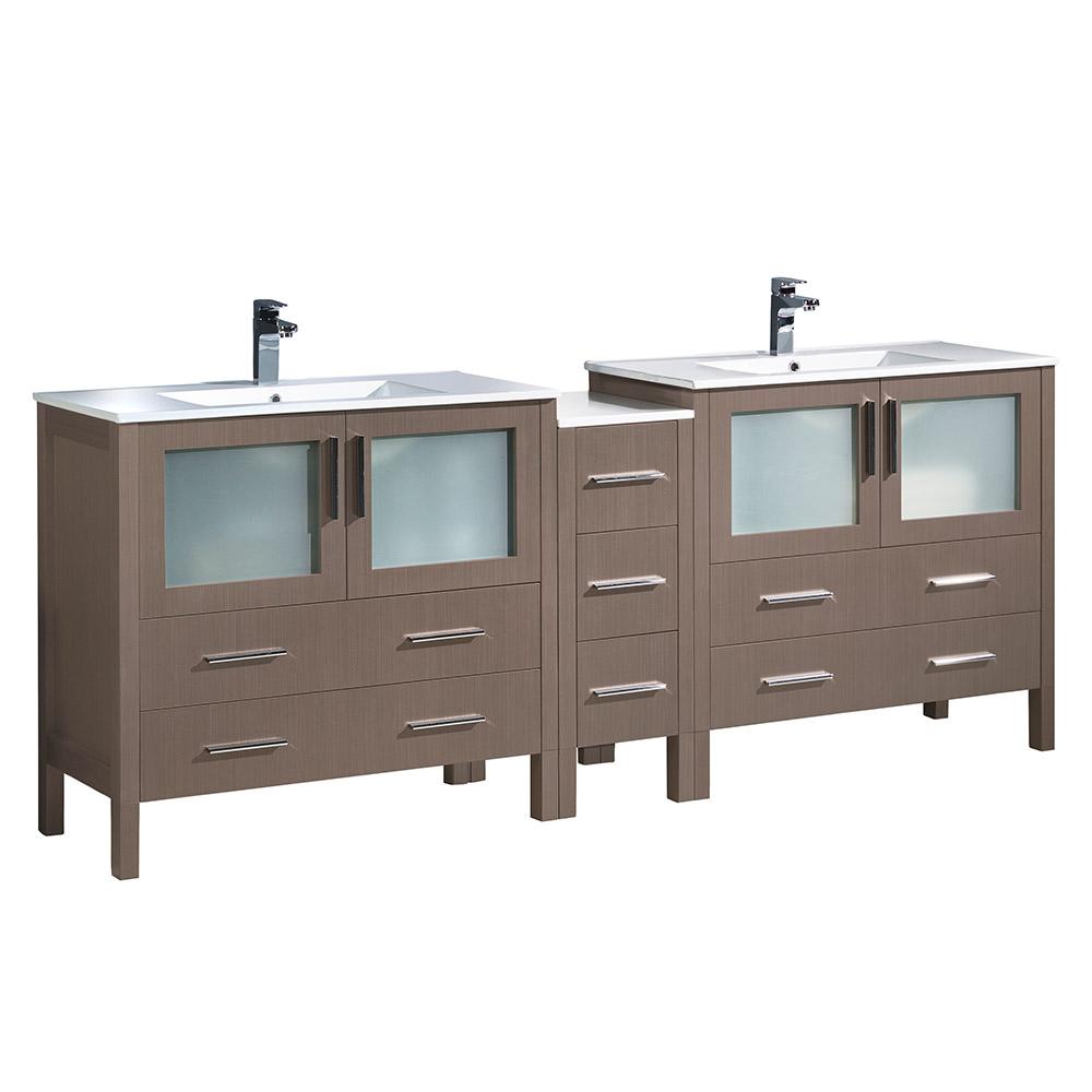 Fresca Torino 84" Modern Double Sink Bathroom Cabinets w/ Integrated Sinks - Luxe Bathroom Vanities