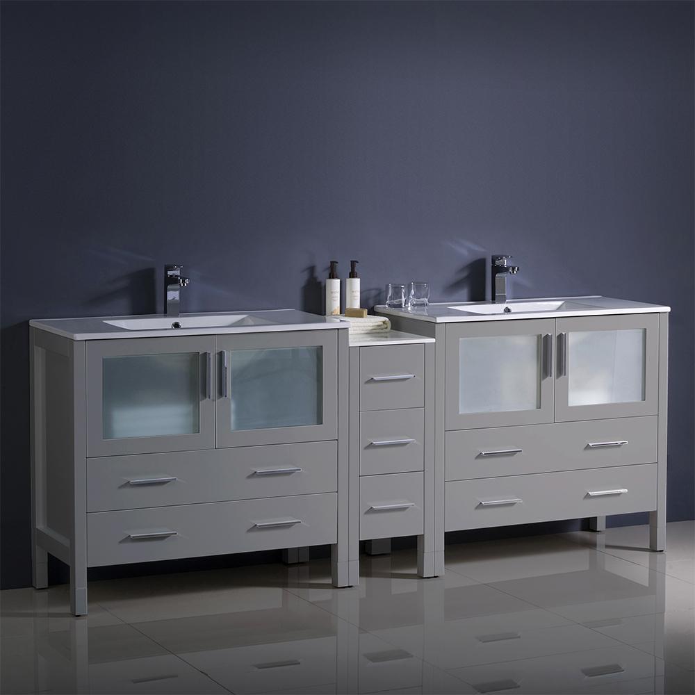 Fresca Torino 84" Modern Double Sink Bathroom Cabinets w/ Integrated Sinks - Luxe Bathroom Vanities