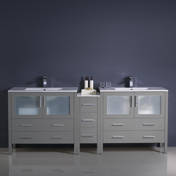 Fresca Torino 84" Modern Double Sink Bathroom Cabinets w/ Integrated Sinks - Luxe Bathroom Vanities