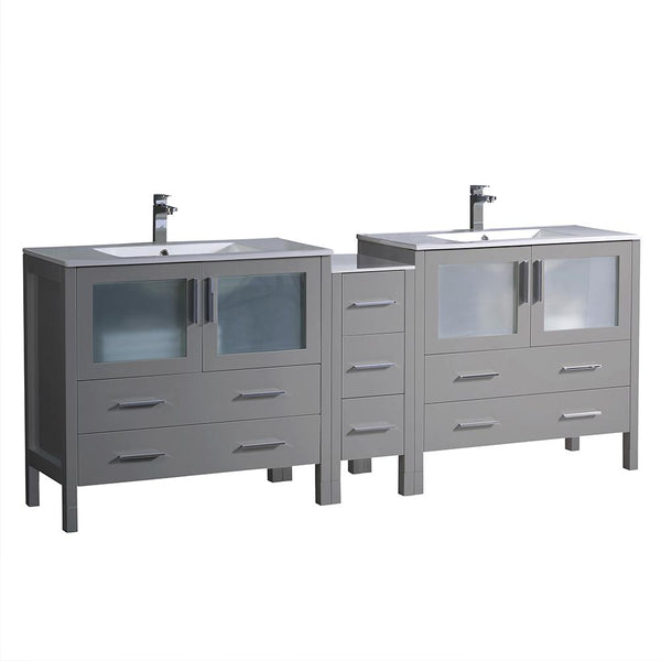 Fresca Torino 84" Modern Double Sink Bathroom Cabinets w/ Integrated Sinks - Luxe Bathroom Vanities