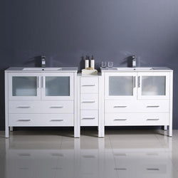 Fresca Torino 84" Modern Double Sink Bathroom Cabinets w/ Integrated Sinks - Luxe Bathroom Vanities