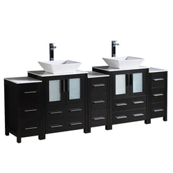 Fresca Torino 84" Modern Double Sink Bathroom Cabinets w/ Tops & Vessel Sinks - Luxe Bathroom Vanities