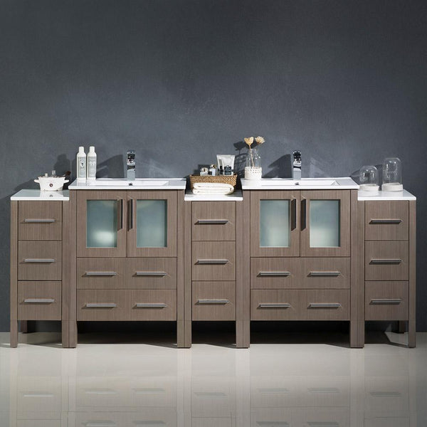 Fresca Torino 84" Modern Double Sink Bathroom Cabinets w/ Integrated Sinks - Luxe Bathroom Vanities