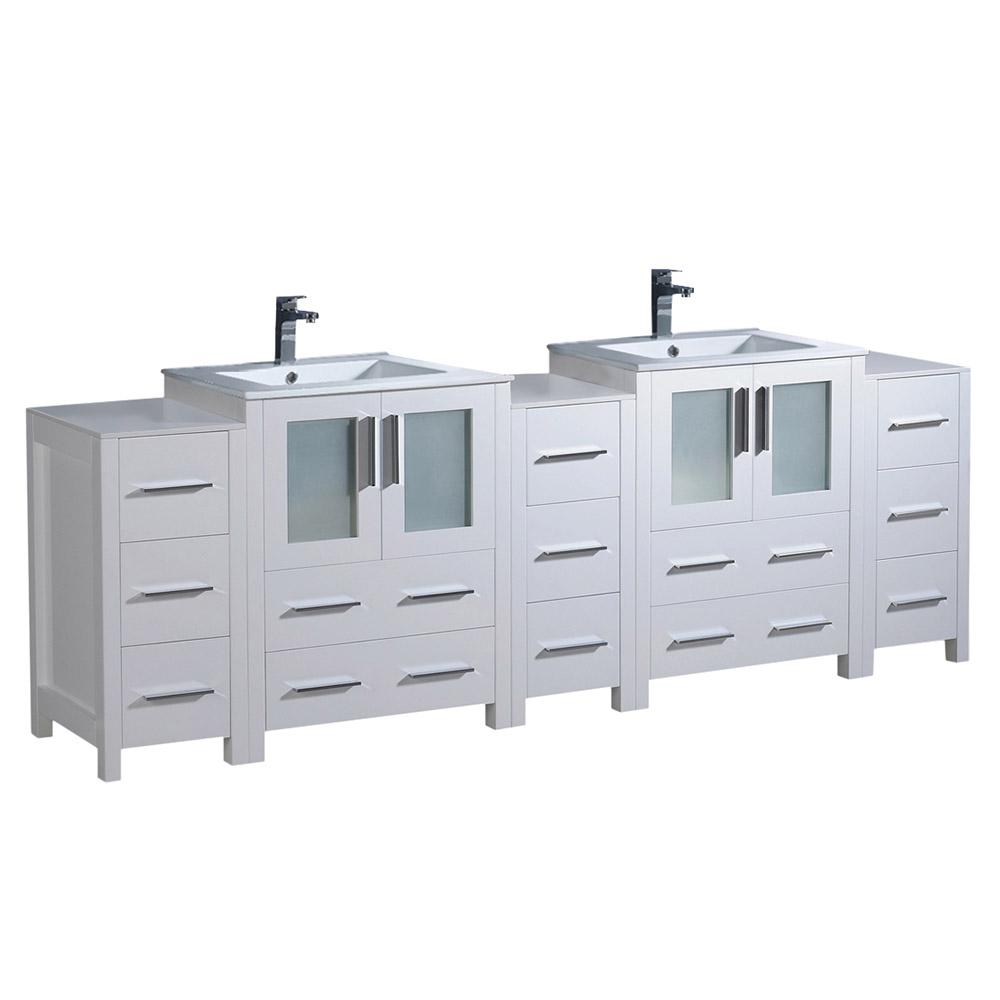 Fresca Torino 84" Modern Double Sink Bathroom Cabinets w/ Integrated Sinks - Luxe Bathroom Vanities