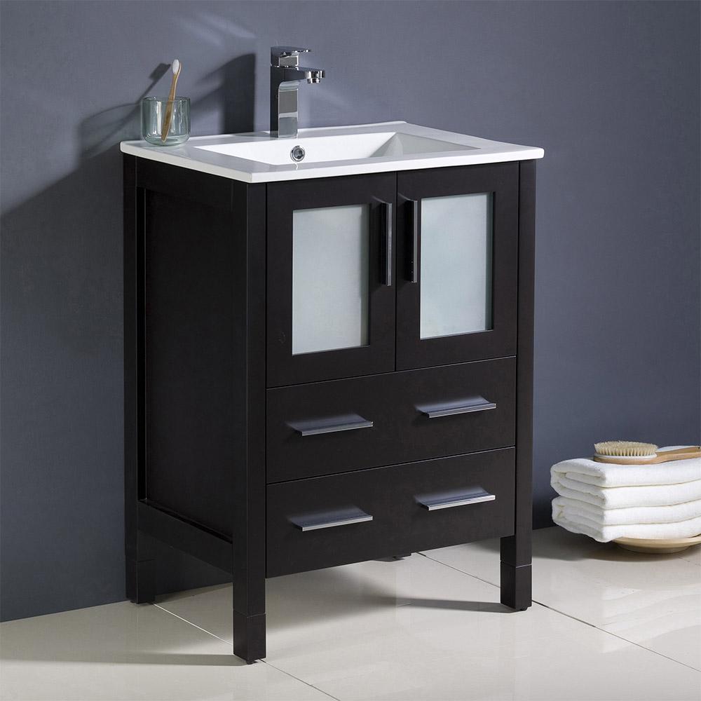 Fresca Torino 24" Modern Bathroom Cabinet w/ Top & Integrated Sink - Luxe Bathroom Vanities