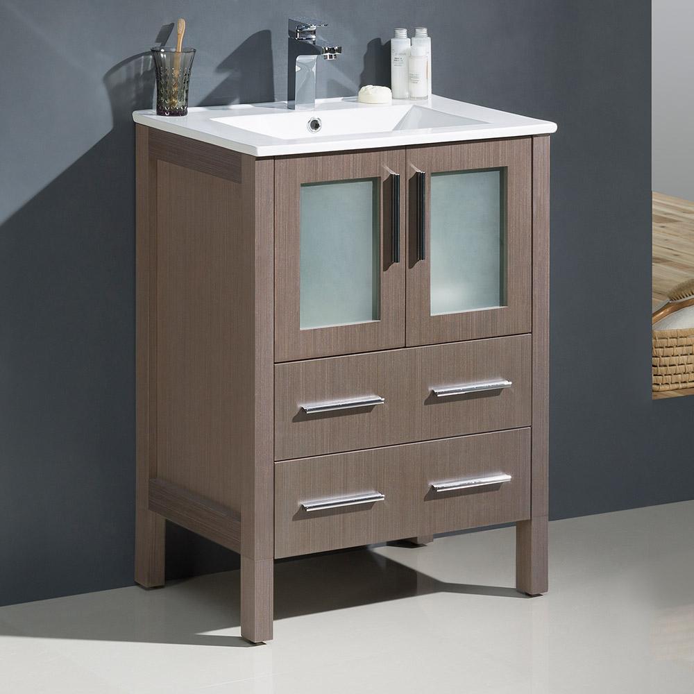 Fresca Torino 24" Modern Bathroom Cabinet w/ Top & Integrated Sink - Luxe Bathroom Vanities