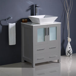 Fresca Torino 24" Modern Bathroom Cabinet w/ Top & Vessel Sink - Luxe Bathroom Vanities