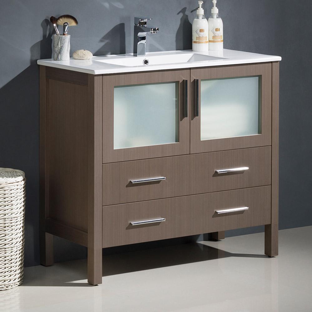 Fresca Torino 36" Modern Bathroom Cabinet w/ Integrated Sink - Luxe Bathroom Vanities