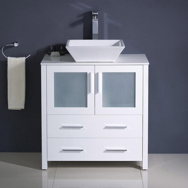 Fresca Torino 30" Modern Bathroom Cabinet w/ Top & Vessel Sink - Luxe Bathroom Vanities