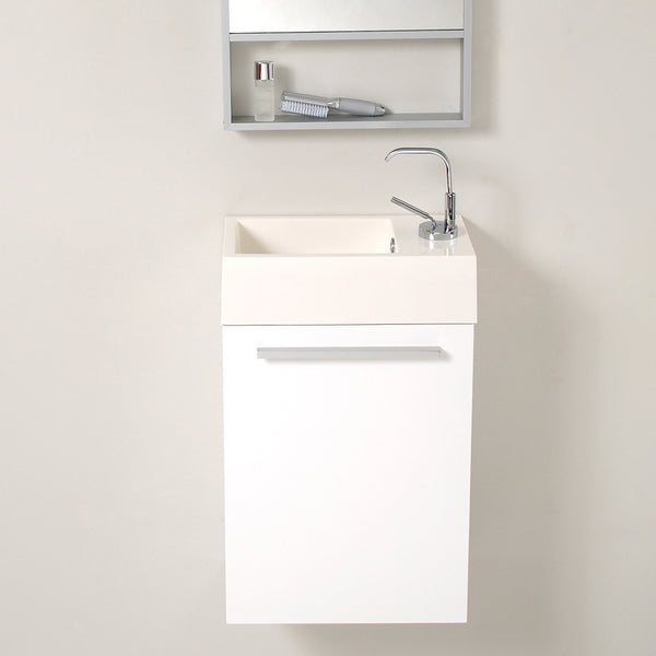 Fresca Pulito 16" Small White Modern Bathroom Vanity w/ Integrated Sink - Luxe Bathroom Vanities