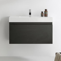 Fresca Mezzo 36" Wall Hung Modern Bathroom Cabinet w/ Integrated Sink - Luxe Bathroom Vanities