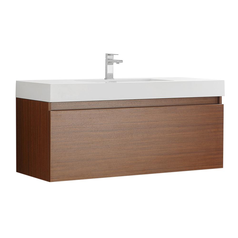 Fresca Mezzo 48" Wall Hung Modern Bathroom Cabinet w/ Integrated Sink - Luxe Bathroom Vanities