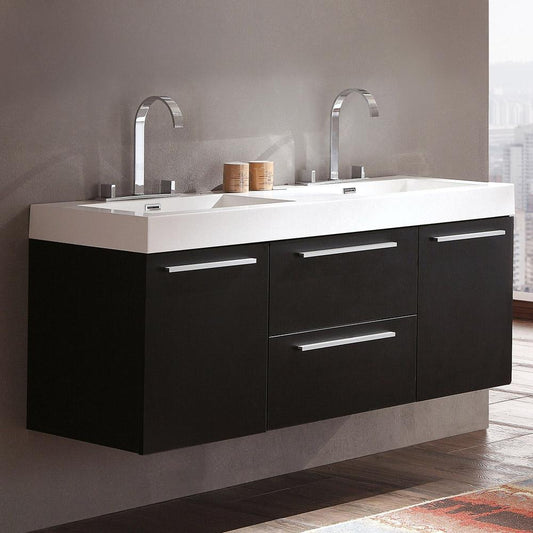 Fresca Opulento 54" Modern Double Sink Bathroom Cabinet w/ Integrated Sinks - Luxe Bathroom Vanities