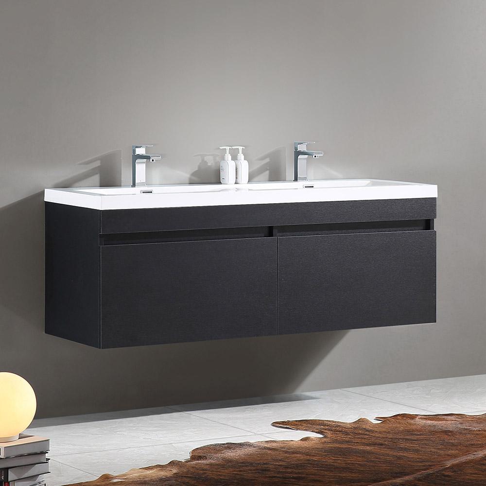 Fresca Largo 57" Modern Bathroom Cabinet w/ Integrated Sinks - Luxe Bathroom Vanities