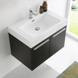 Fresca Vista 30" Wall Hung Modern Bathroom Cabinet w/ Integrated Sink - Luxe Bathroom Vanities