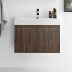 Fresca Vista 30" Wall Hung Modern Bathroom Cabinet w/ Integrated Sink - Luxe Bathroom Vanities