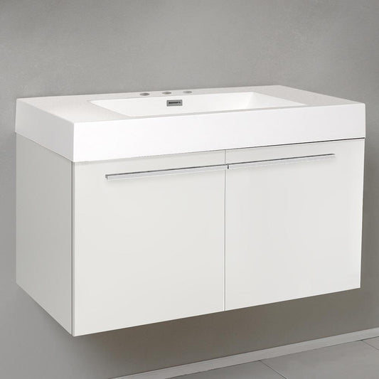 Fresca Vista 36" Modern Bathroom Base Cabinet w/ Integrated Sink - Luxe Bathroom Vanities