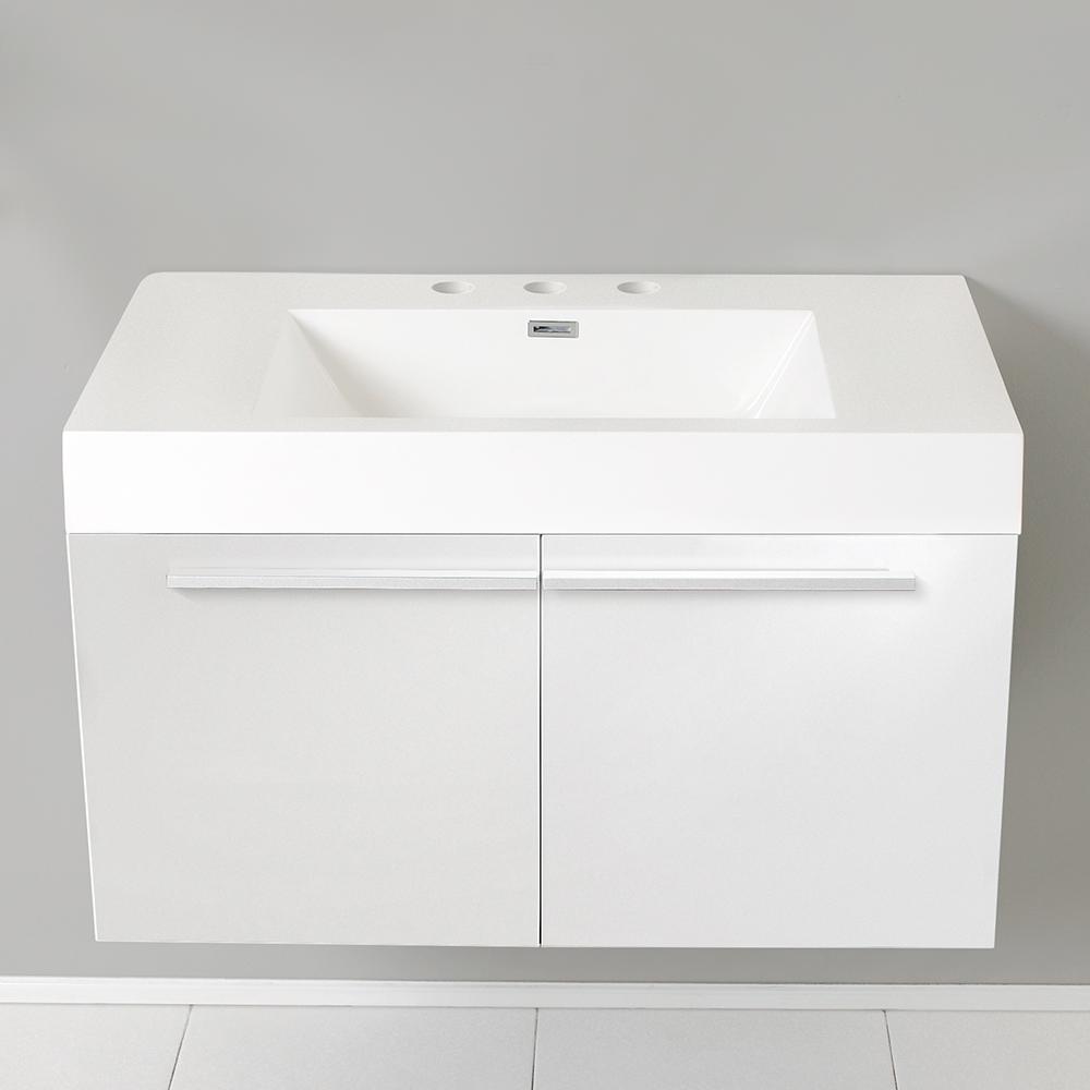Fresca Vista 36" Modern Bathroom Base Cabinet w/ Integrated Sink - Luxe Bathroom Vanities
