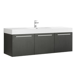 Fresca Vista 60" Wall Hung Single Sink Modern Bathroom Cabinet w/ Integrated Sink - Luxe Bathroom Vanities